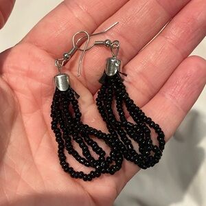 Elegant Black Beaded Earrings